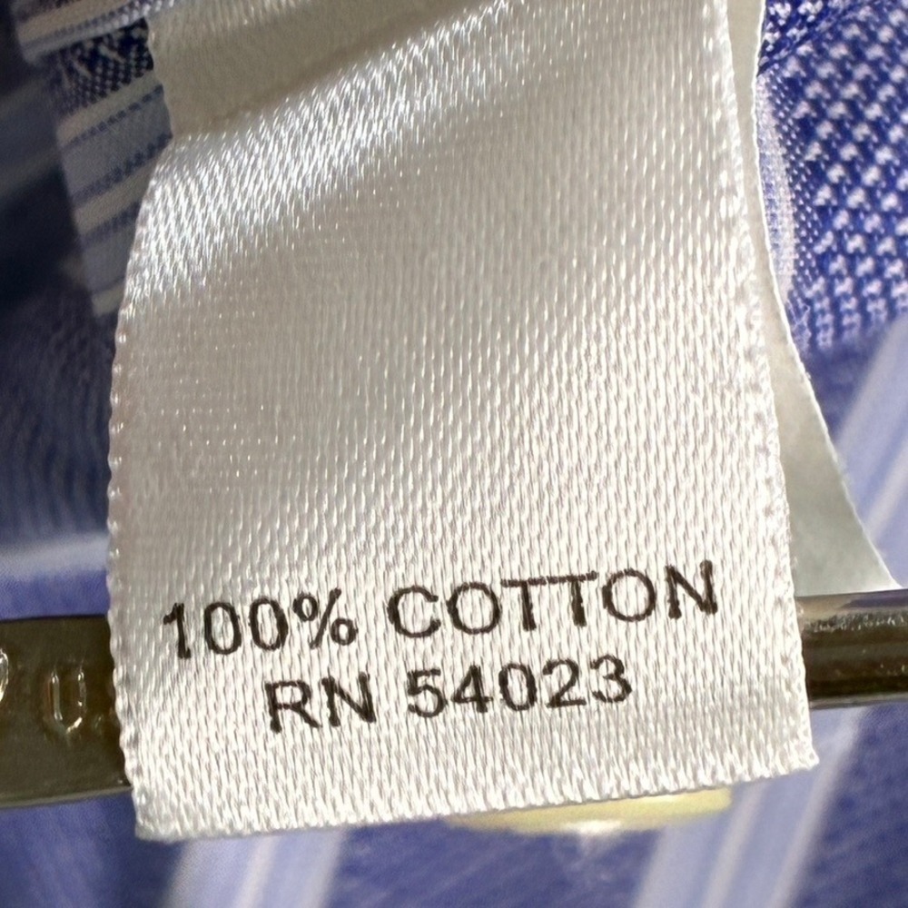 Banana Republic Fitted Blue White Stripe Dress‎ Shirt XL 17-17 1/2 Cotton - Picture 5 of 14
